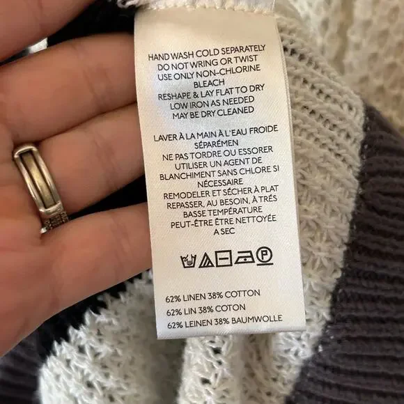 We The Free - Free People Chelsea Cardi - Cream Black Gray  - Size Large EUC - Picture 6 of 10